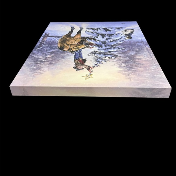 Jack Sorensen Canvas Wall Art Boy Hanging A Star On A Snow Flocked Tree 20”x16” - Picture 6 of 12